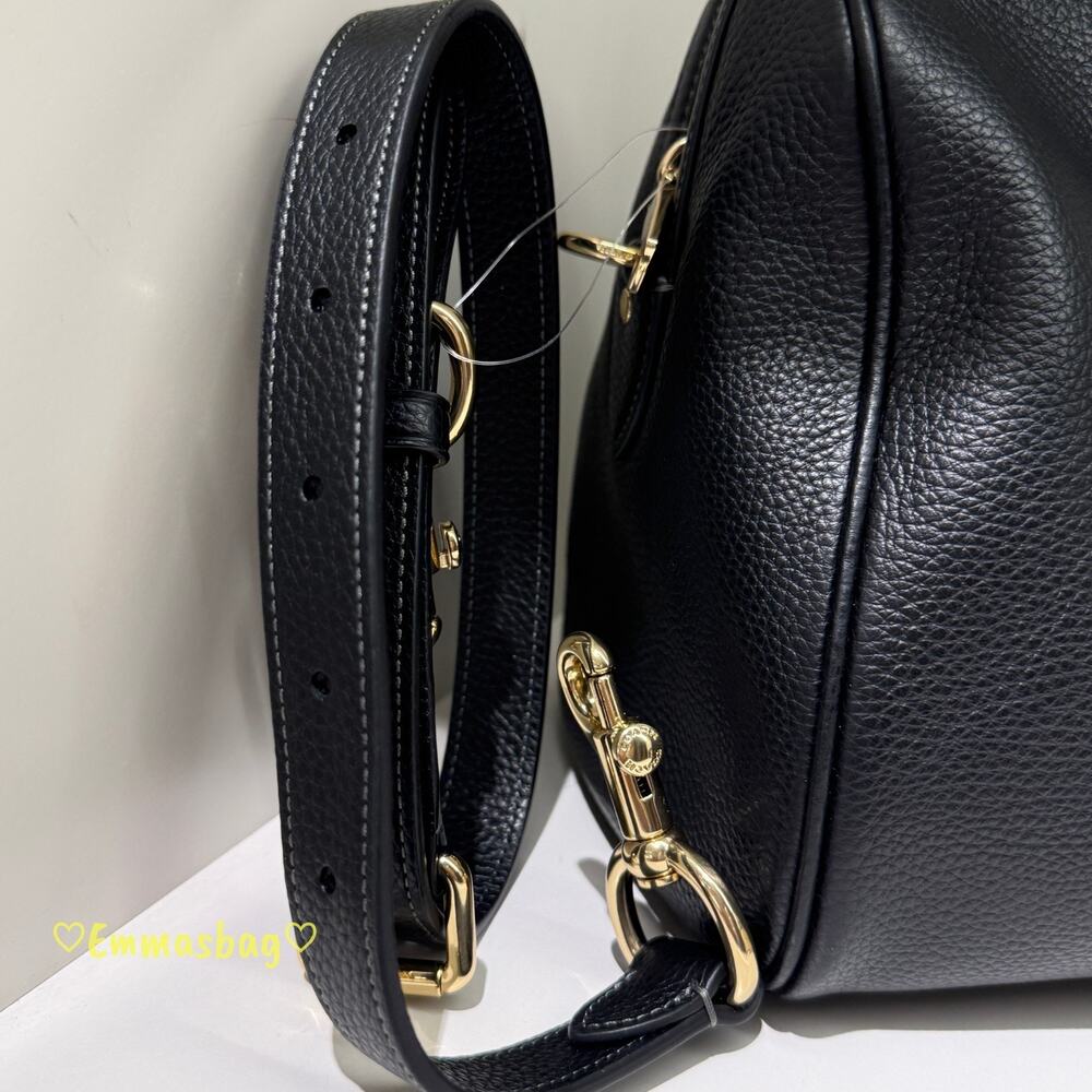 NWT Coach Rowan Large Satchel Bag CES11 pebbled leather/Gold/Black - Picture 9 of 9